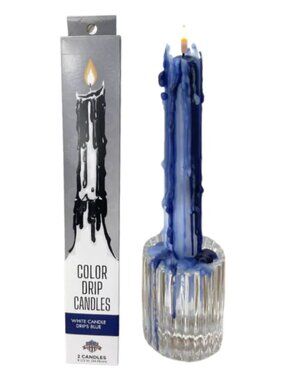 MARINE BLUE DRIP TAPER CANDLES (Set of 2)